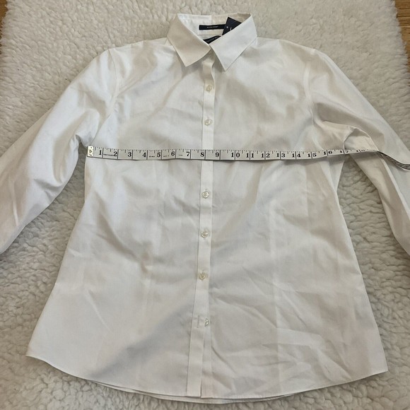 Lands End Womens 4 Blouse White Button Collar Long Sleeve Cotton Brand New - Picture 4 of 8